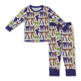 Purple green orange bows witches kids girls Halloween pajamas