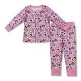 Pink bow pumpkin ghost kids girls Halloween pajamas