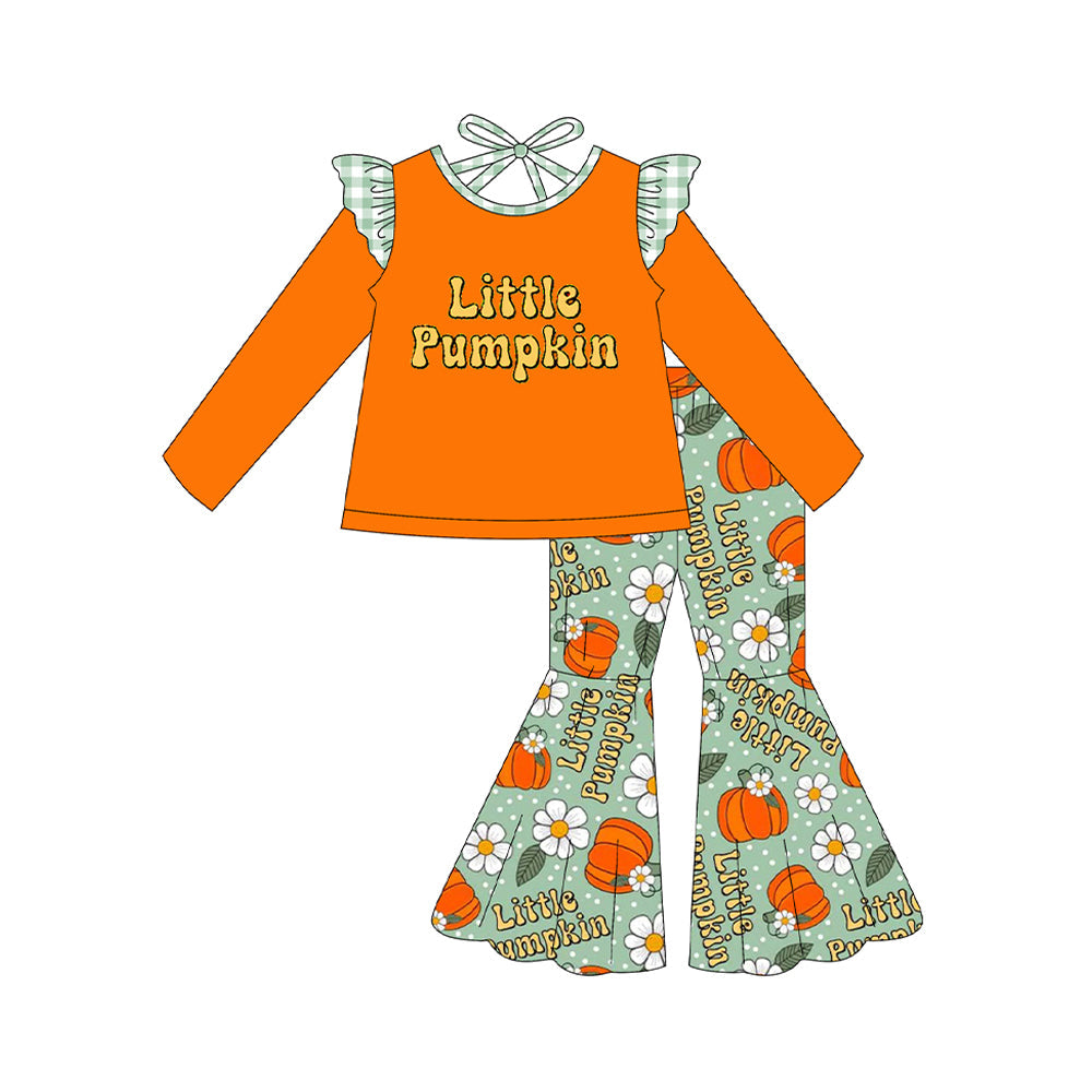 Little pumpkin top floral bell bottom pants girls fall clothes