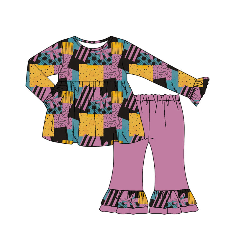 Bow patchwork tunic pants girls Halloween clothing