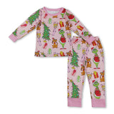 Christmas tree green face gift kids girls pajamas
