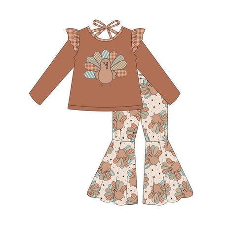 Turkey top bell bottom pants girls Thanksgiving clothes