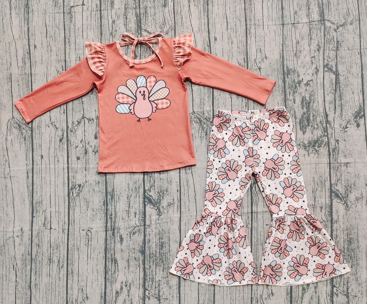 Turkey top bell bottom pants girls Thanksgiving clothes