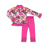 Bow cars ruffle pullover hot pink leggings girls clothes