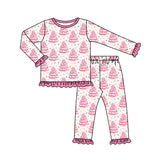 Pink Christmas tree cake kids girls pajamas