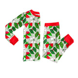 Long sleeves green face bows kids girls Christmas pajamas