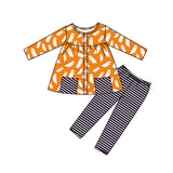 Orange ghost pockets tunic leggings girls Halloween set