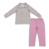 Floral long sleeves pullover pink leggings girls clothes