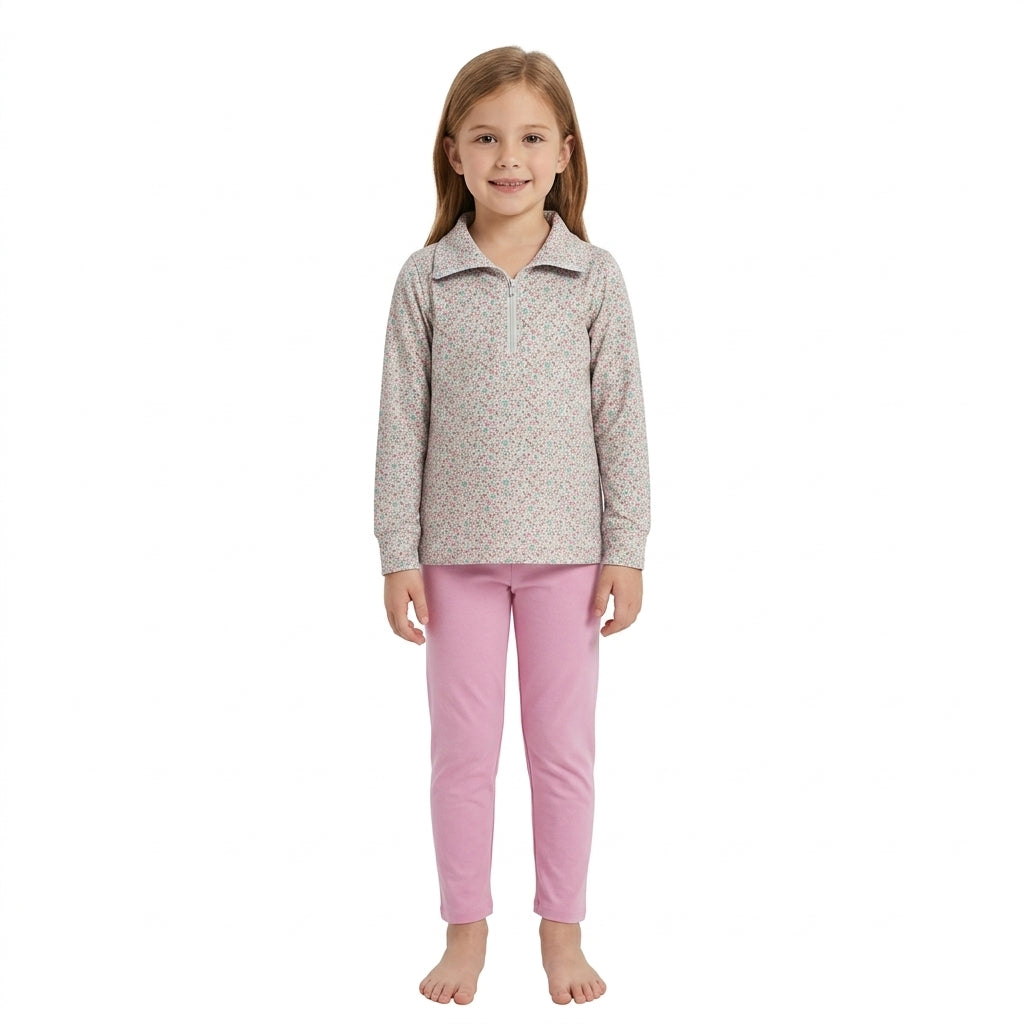 Floral long sleeves pullover pink leggings girls clothes