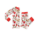 Red long sleeves green face kids girls Christmas pajamas