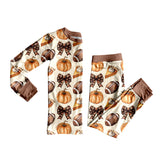 Pumpkin pie bow kids girls Thanksgiving day pajamas
