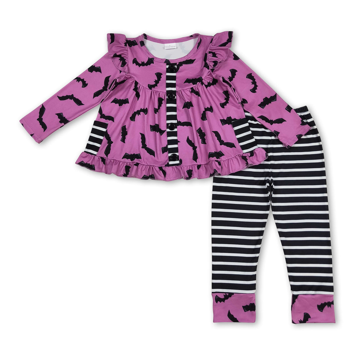 Bat pockets tunic stripe leggings girls Halloween clothes