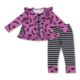 Bat pockets tunic stripe leggings girls Halloween clothes
