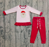 Polka dots santa red pants kids girls Christmas outfits