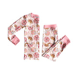 Long sleeves floral helmet football baby girls pajamas