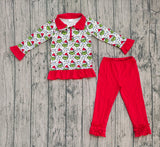 Christmas lighting green face pullover leggings girls clothes