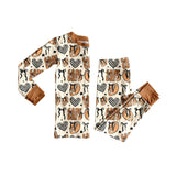 Plaid heart game day bow football kids girls pajamas
