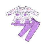 Bows tunic lavender polka dots leggings girls clothes