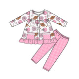 Pink heart floral football tunic leggings girls clothes
