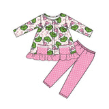 Green face candy cane tunic leggings girls Christmas set
