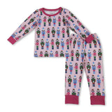 Pink long sleeves ballet top pants girls Christmas pajamas