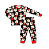 Black long sleeves santa top pants kids Chrstmas pajamas