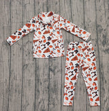 Orange bow football zipper jacket leggings girls team yoga set