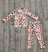 Orange bow football zipper jacket leggings girls team yoga set