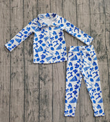 Blue bow football zipper jacket leggings girls team yoga set