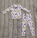 Purple bow football zipper jacket leggings girls team yoga set