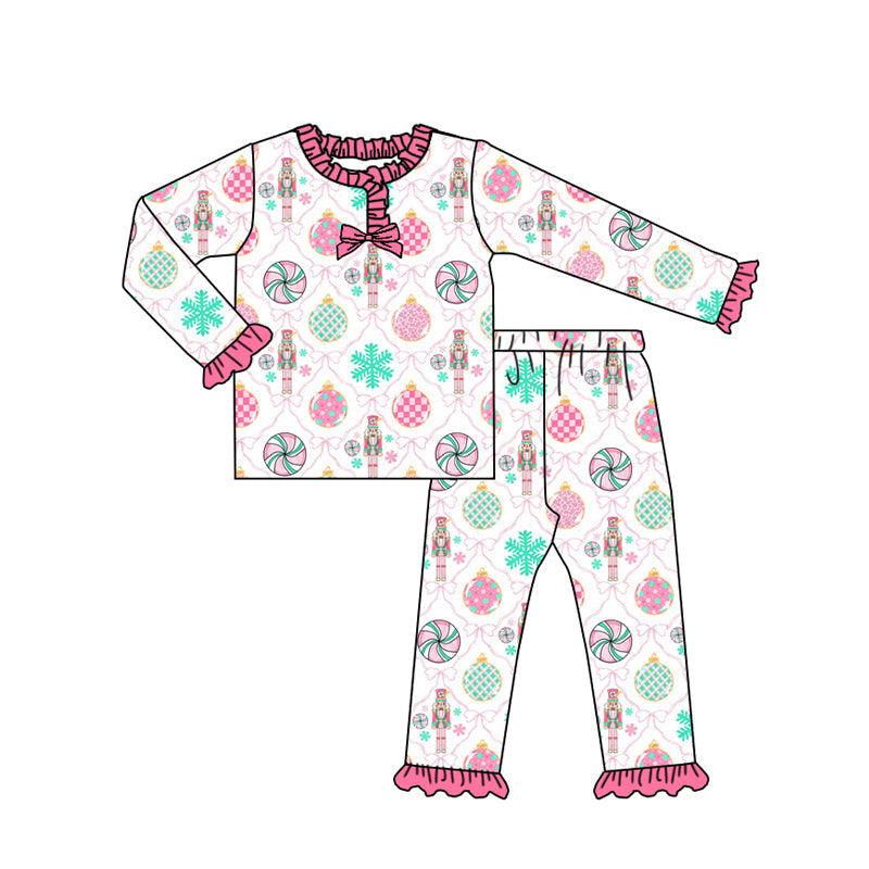 Pink bow candy ornaments ballet girls Christmas pajamas
