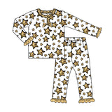 Long sleeves gold stars girls Happy New Year pajamas