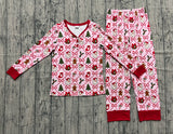 Red bow santa gingerbread women Christmas pajamas