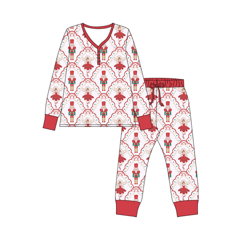 Red bow ballet adult women Christmas pajamas