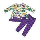 Purple green yellow masks girls Mardi Gras clothing