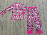 Hot pink heart adult women valentine's pajamas