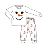 White long sleeves snowman adult women pajamas
