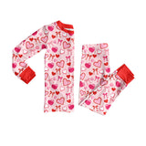 Heart bows kids girls valentine's day pajamas