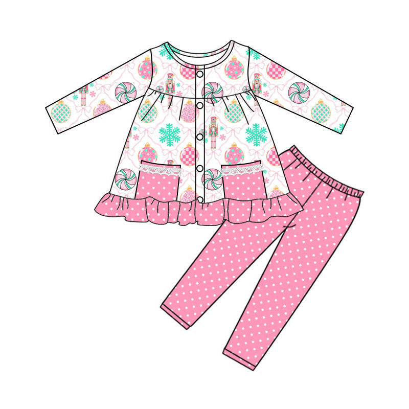 pink cartoon pocket kids girls outfits