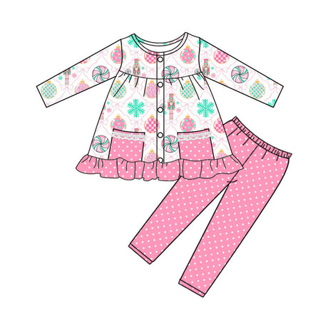 pink cartoon pocket kids girls outfits