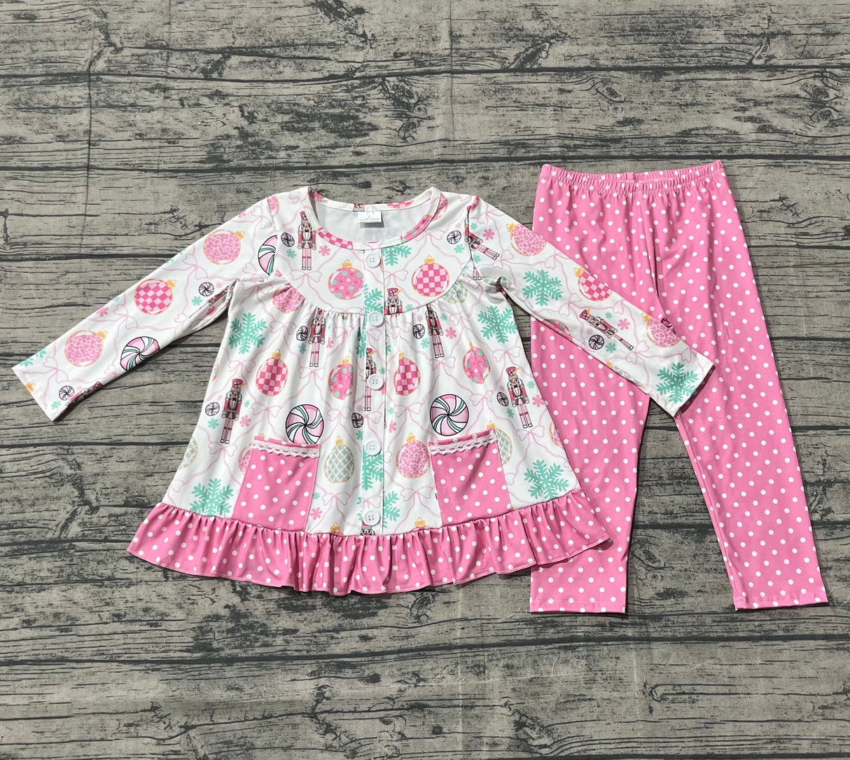 pink cartoon pocket kids girls outfits