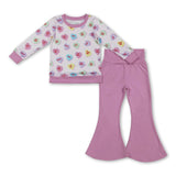 colorful heart stripe print girls long sleeve valentine set