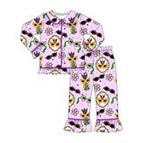 purple mask print girls long sleeve mardi gras set