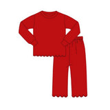 red solid girl long sleeve pajamas set