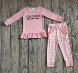 God is good all the time top pink plaid pants girls clothing set