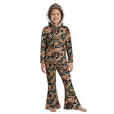 Long sleeves brown camo hoodie pants girls outfits