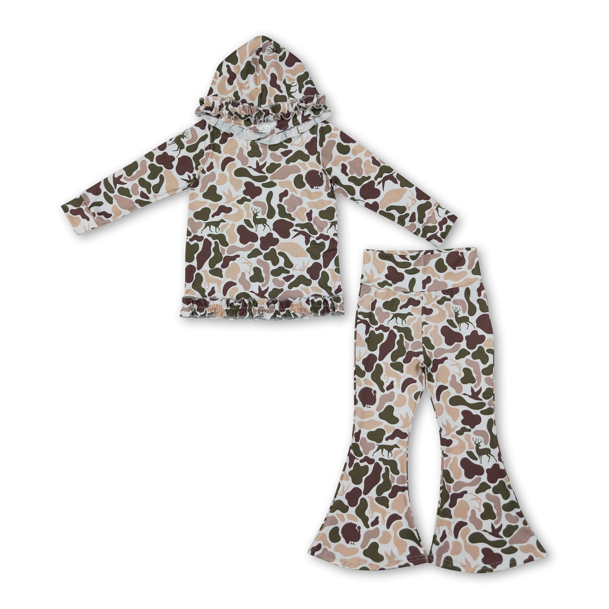 Long sleeves hunting camo hoodie pants girls outfits
