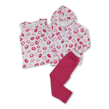 Lip top hooded jacket leggings 3 pieces girls valentine's set