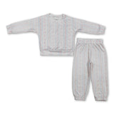 Long sleeves pink bow floral top pants kids girls outfits