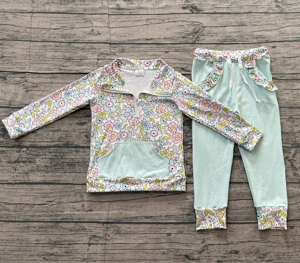 Floral pullover pockets mint pants girls outfits